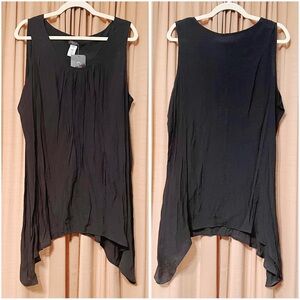 Semi-sheer black sleeveless blouse